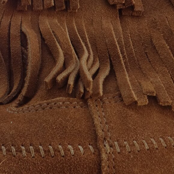 Minni Tonka women's brown leather Moccasin boots size 9,  rubber bottoms quality - Picture 12 of 12